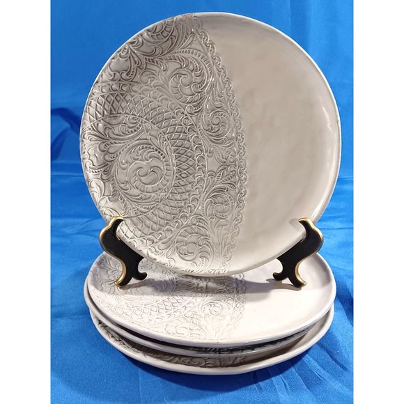 4 Angelina's Lace 9" Plates  Artimino Pottery Earthenware Luncheon Salad Dessert - Picture 2 of 10